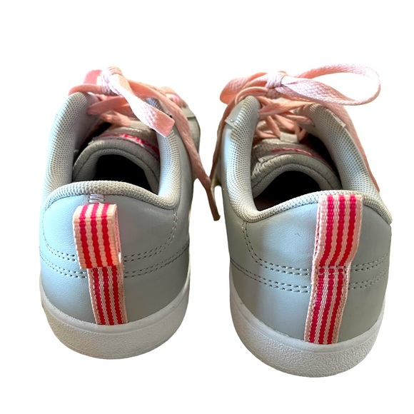 Adidas Neo Girl's Gray Leather Low Top Lace Up Sneakers Shoes - Girl's Size 4 - Picture 8 of 11